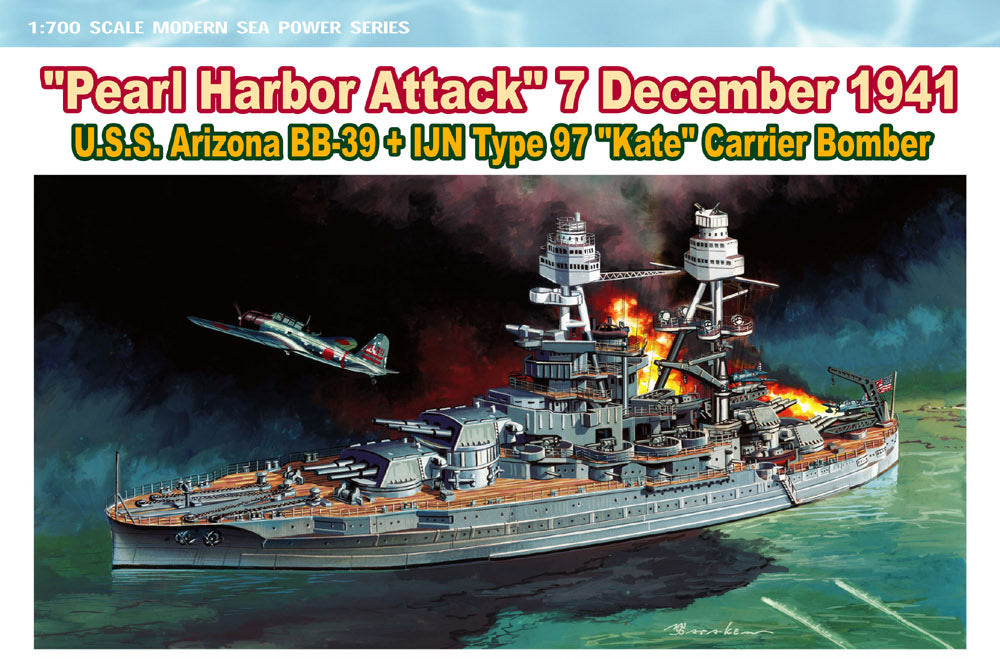 1/700 WW.II 1941年 12月8日 「真珠湾攻撃」 アメリカ海軍 戦艦 アリゾナ BB-39 & 日本海軍 九七式艦上攻撃機 2 –  SOOTANG