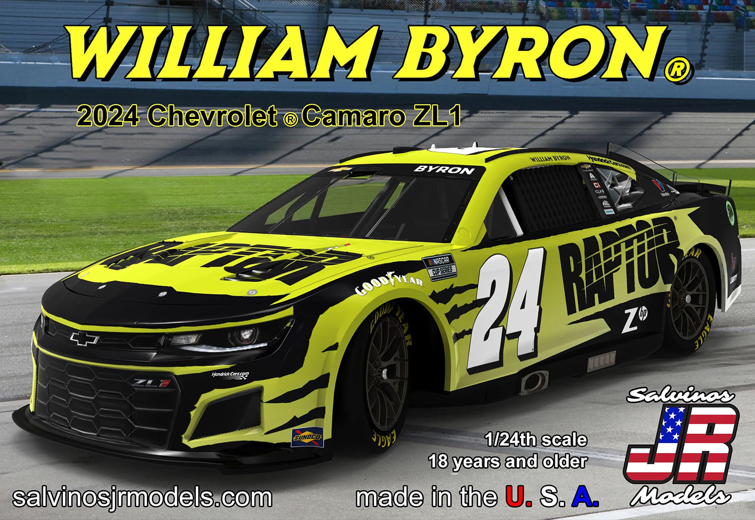 1/24 ウイリアム・バイロン #24 ラプター シボレー カマロ ZL1 NASCAR 2024