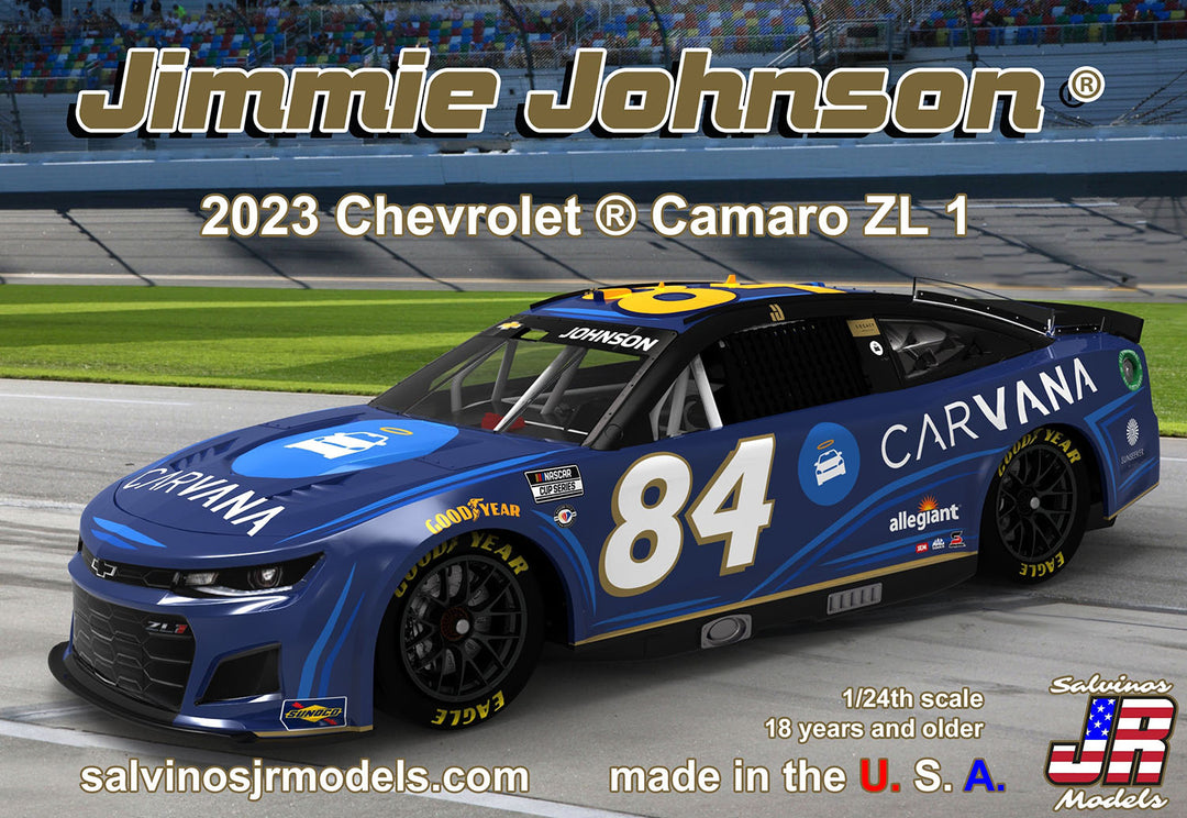 Salvinos JR Models(サルビノス J・R モデル) "ジミー・ジョンソン" #84 CARVANA シボレー カマロ NASCAR 2023 1/24スケール 未塗装組立キット