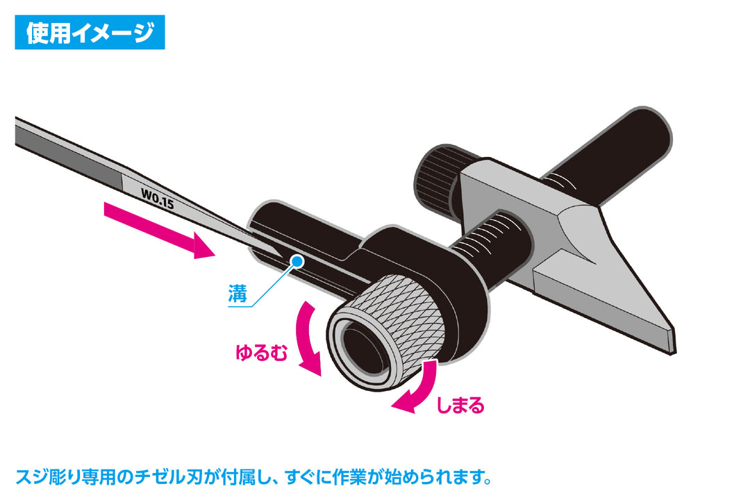 HGマイクロチゼル専用 平行スジ彫りグリップ