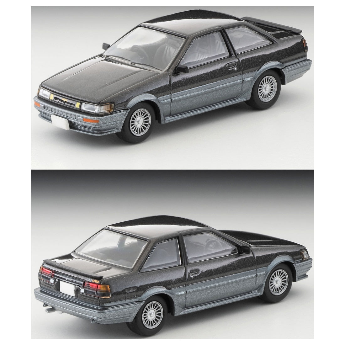 1/64 トミカリミテッドヴィンテージ LV-N304b トヨタ カローラレビン 2ドア GT-APEX 85年式(黒/グレー) – SOOTANG