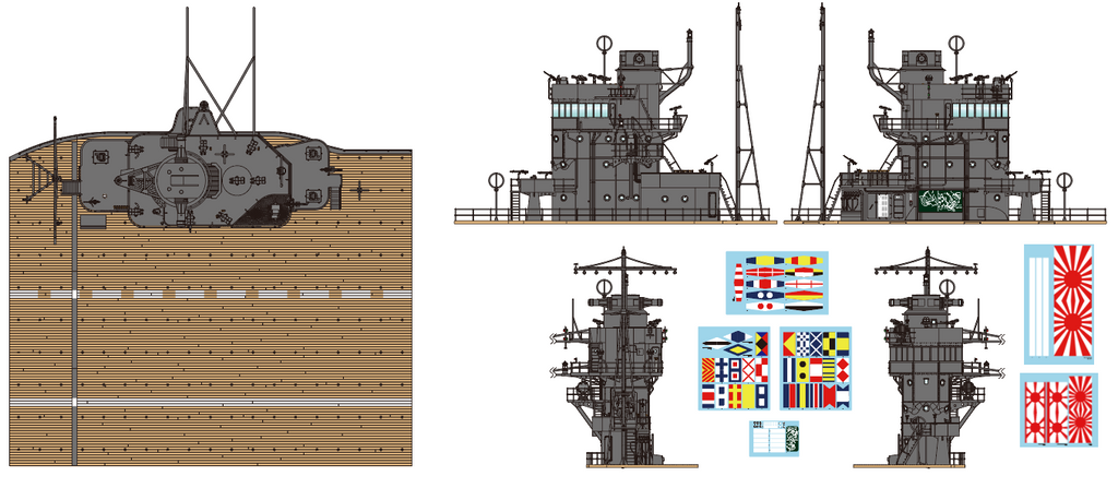 日本海軍 空母 赤城 艦橋 w/飛行甲板 1/35スケール 未塗装組立キット