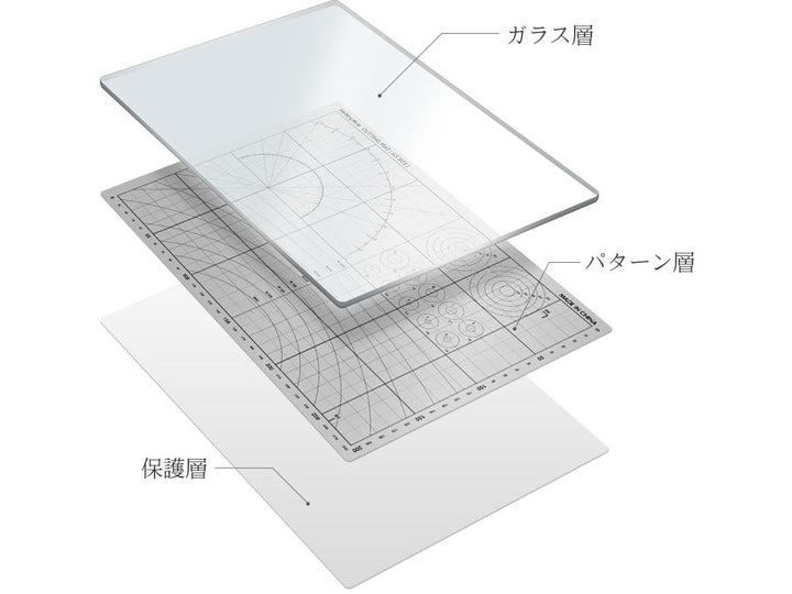 大型ガラスカッティングマット グレー