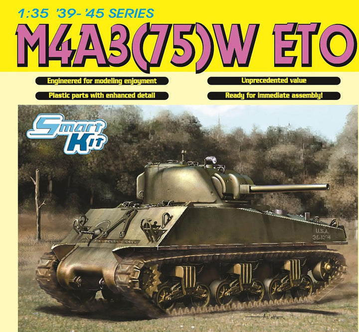 1/35 WW.II アメリカ軍 M4A3(75)W シャーマン ヨーロッパ戦線 マジックトラック/アルミ砲身/3Dプリントダックビル & ヘッドライト・ホーンガードパーツ付属 豪華仕様