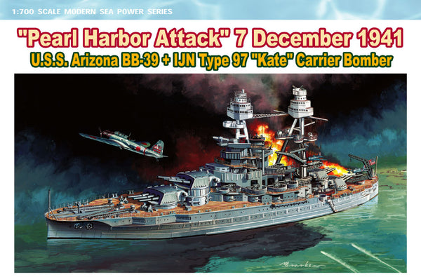 1/700 WW.II 1941年 12月8日 「真珠湾攻撃」 アメリカ海軍 戦艦 アリゾナ BB-39 & 日本海軍 九七式艦上攻撃機 2 –  SOOTANG HOBBY