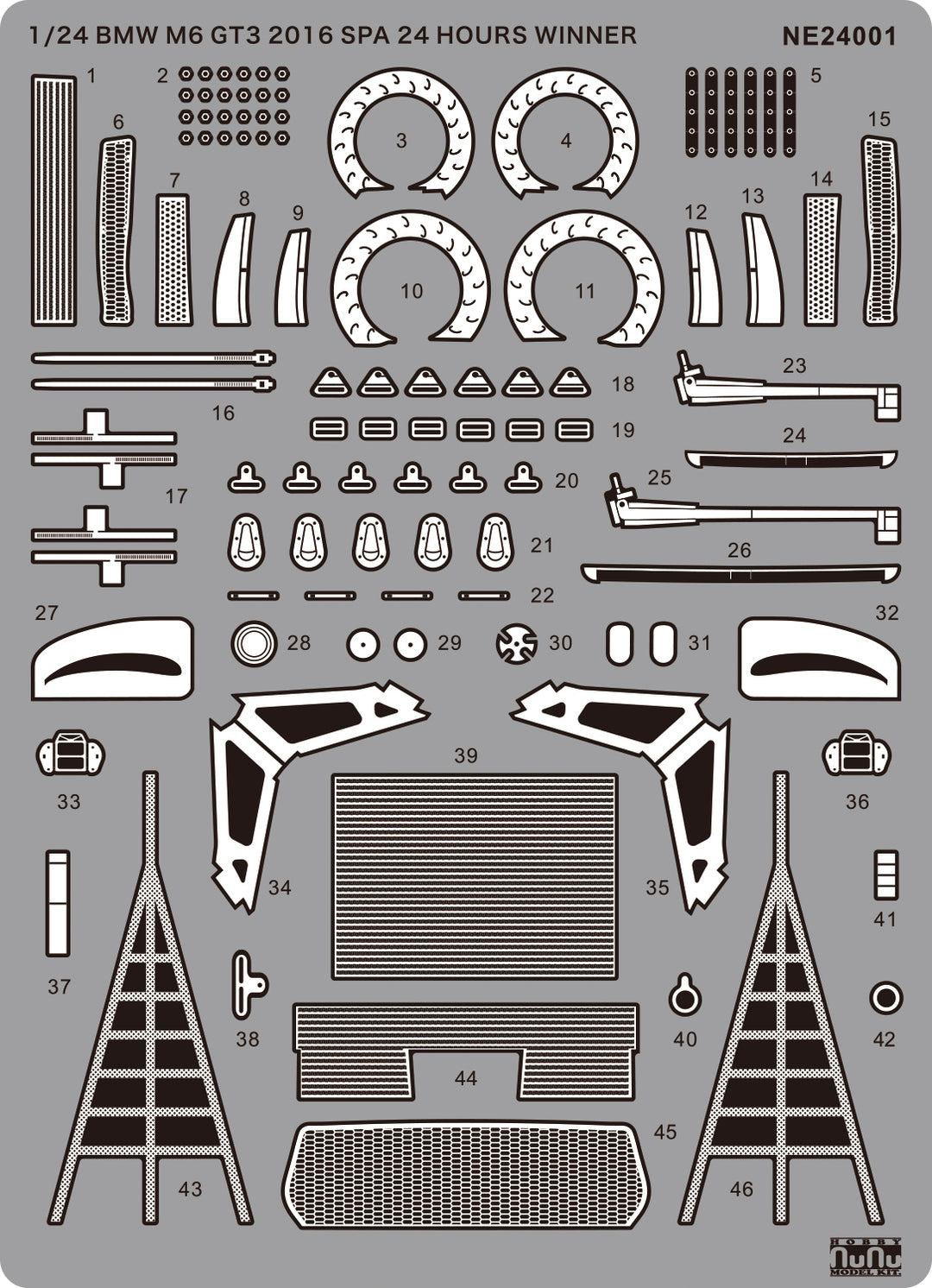 【再販】1/24 レーシングシリーズ BMW M6 GT3 2016 スパ24時間レース ウィナー用 ディテールアップパーツ