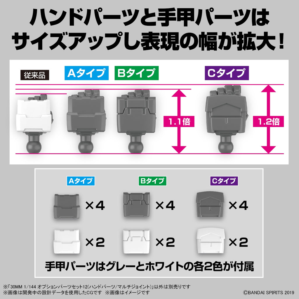 オプションパーツセット12(ハンドパーツ/マルチジョイント) 30MM 1/144