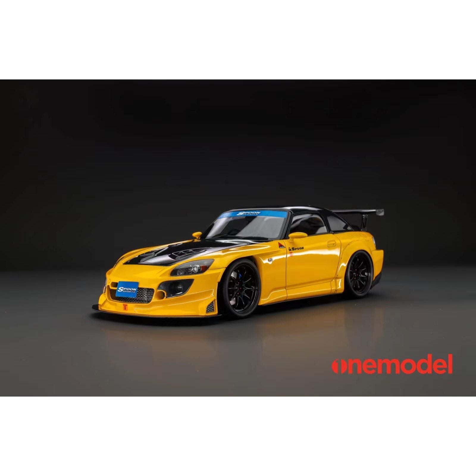 ONEMODEL(ワンモデル) ホンダ　S2000　スプーン ストリートカーボンボンネット バージョン イエロー 1/18スケール 塗装済みミニカー