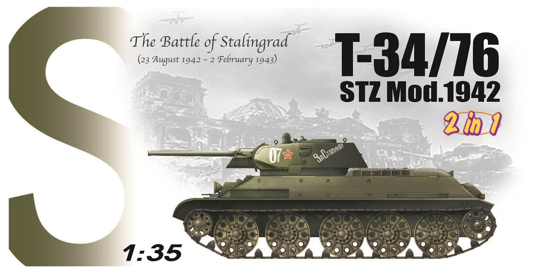 DRAGON（ドラゴン） WW.II ソビエト軍 T-34/76 STZ 1942 2in1 マジックトラック付属 1/35スケール 未塗装組立キット